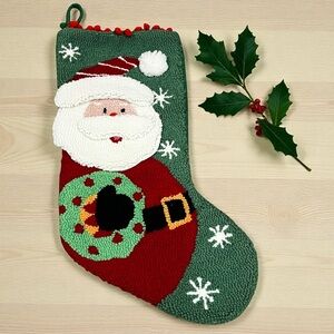 Looped Yarn Christmas Stocking Santa with Wreath 3D
